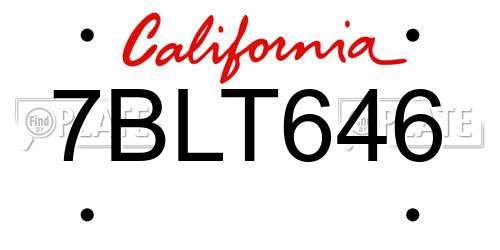 7BLT646 California License Plate