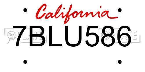 7BLU586 California License Plate