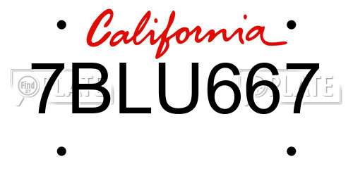 7BLU667 California License Plate