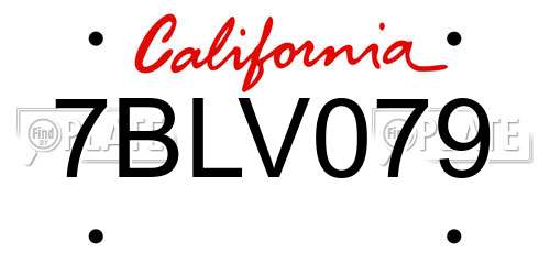 7BLV079 California License Plate