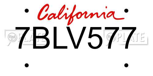 7BLV577 California License Plate