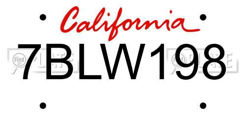 7BLW198 California License Plate