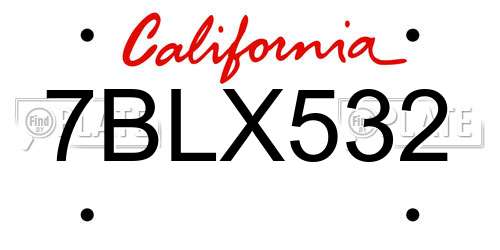 7BLX532 California License Plate