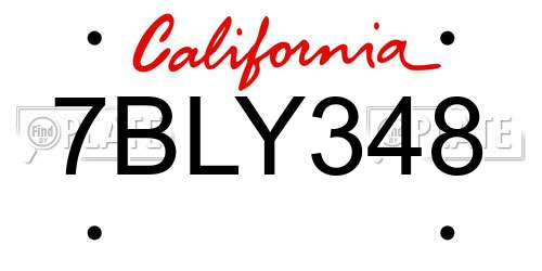 7BLY348 California License Plate