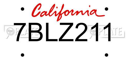 7BLZ211 California License Plate