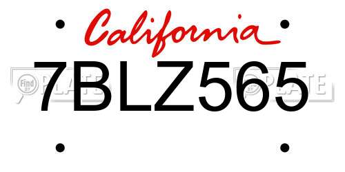 7BLZ565 California License Plate