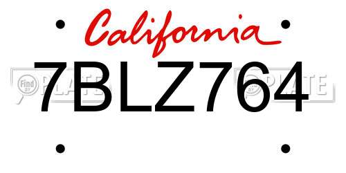 7BLZ764 California License Plate