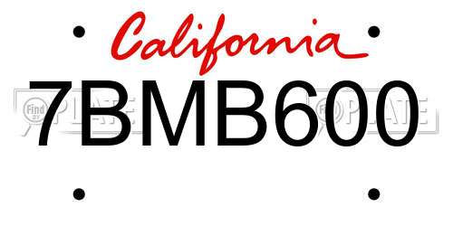 7BMB600 California License Plate