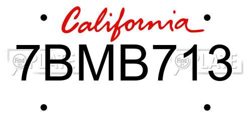 7BMB713 California License Plate