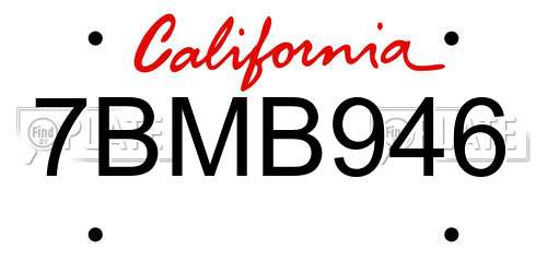 7BMB946 California License Plate