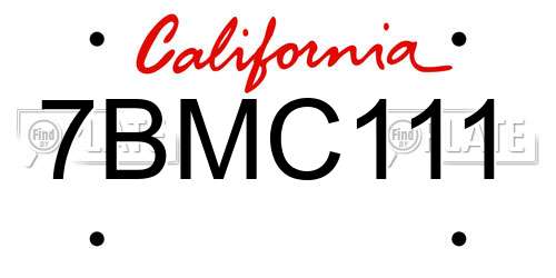 7BMC111 California License Plate