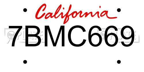7BMC669 California License Plate