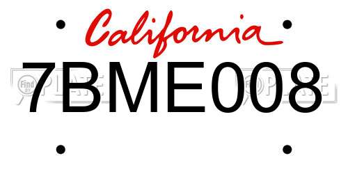 7BME008 California License Plate