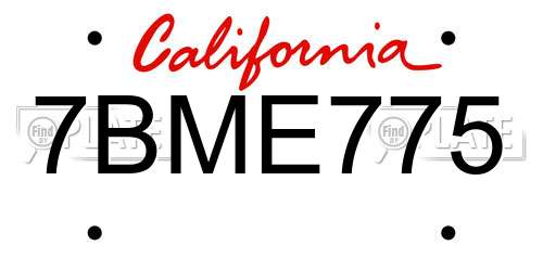 7BME775 California License Plate