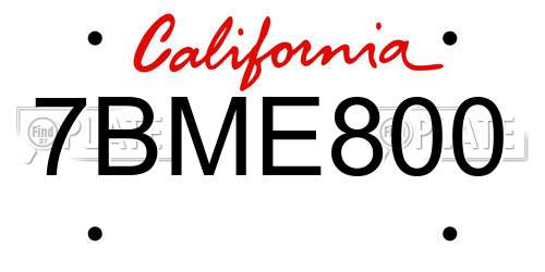 7BME800 California License Plate