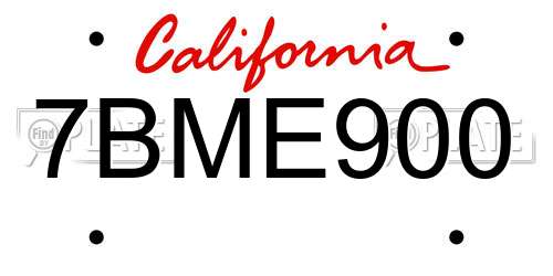 7BME900 California License Plate