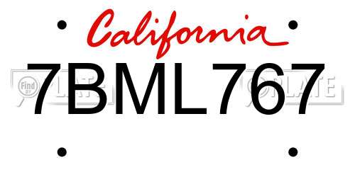 7BML767 California License Plate