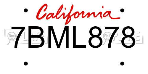 7BML878 California License Plate