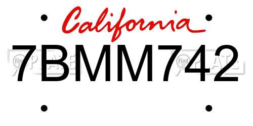 7BMM742 California License Plate