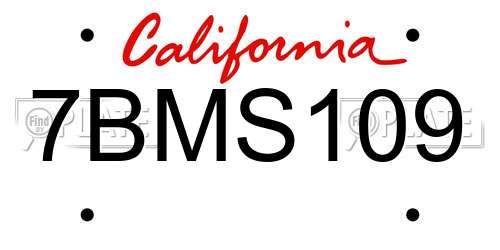 7BMS109 California License Plate