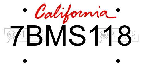 7BMS118 California License Plate