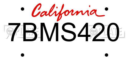7BMS420 California License Plate