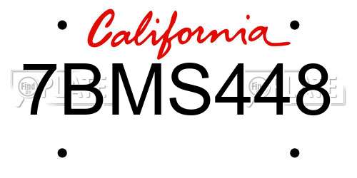 7BMS448 California License Plate