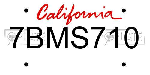 7BMS710 California License Plate