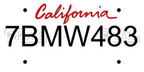 7BMW483 California License Plate