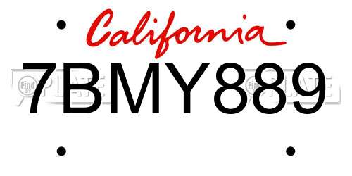 7BMY889 California License Plate