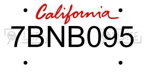 7BNB095 California License Plate