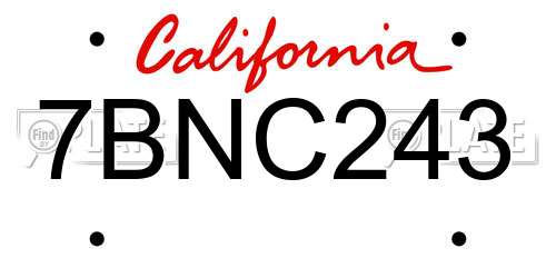 7BNC243 California License Plate