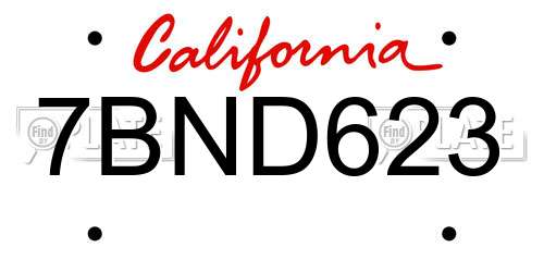 7BND623 California License Plate