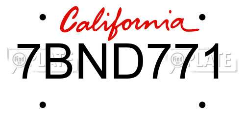 7BND771 California License Plate