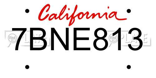 7BNE813 California License Plate