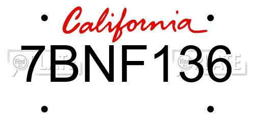 7BNF136 California License Plate