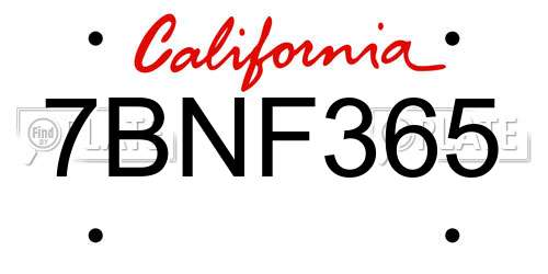 7BNF365 California License Plate