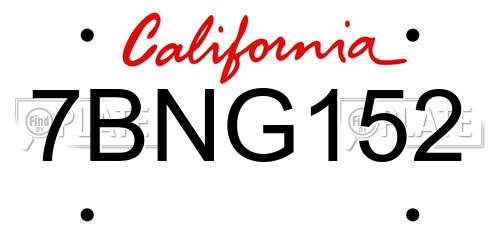 7BNG152 California License Plate