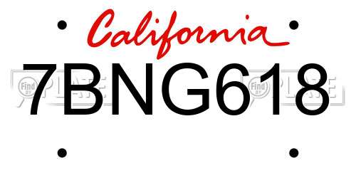 7BNG618 California License Plate