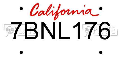 7BNL176 California License Plate