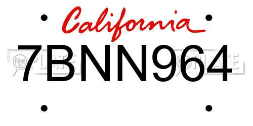 7BNN964 California License Plate