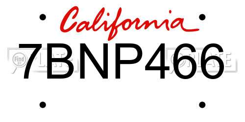7BNP466 California License Plate