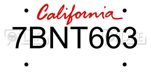 7BNT663 California License Plate