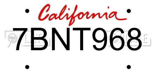 7BNT968 California License Plate