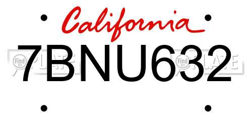 7BNU632 California License Plate