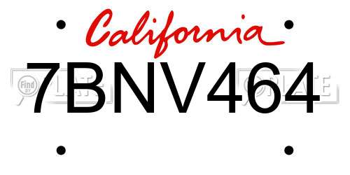 7BNV464 California License Plate