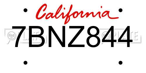 7BNZ844 California License Plate