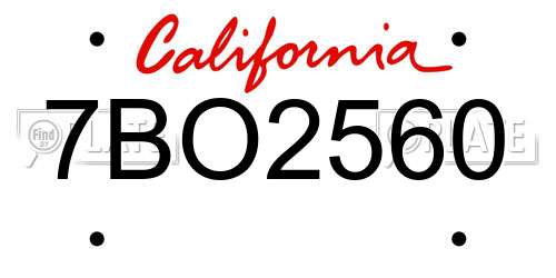 7BO2560 California License Plate