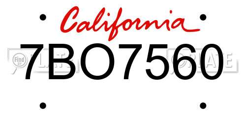 7BO7560 California License Plate