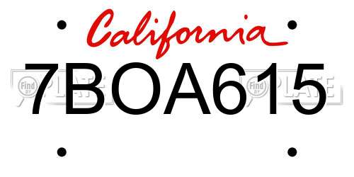 7BOA615 California License Plate